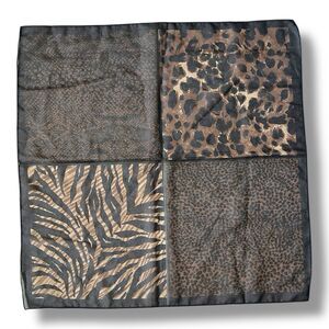 Leopard & Tiger Brown Square Scarf 21” X 21” Unisex Neck Scarve Animal Print